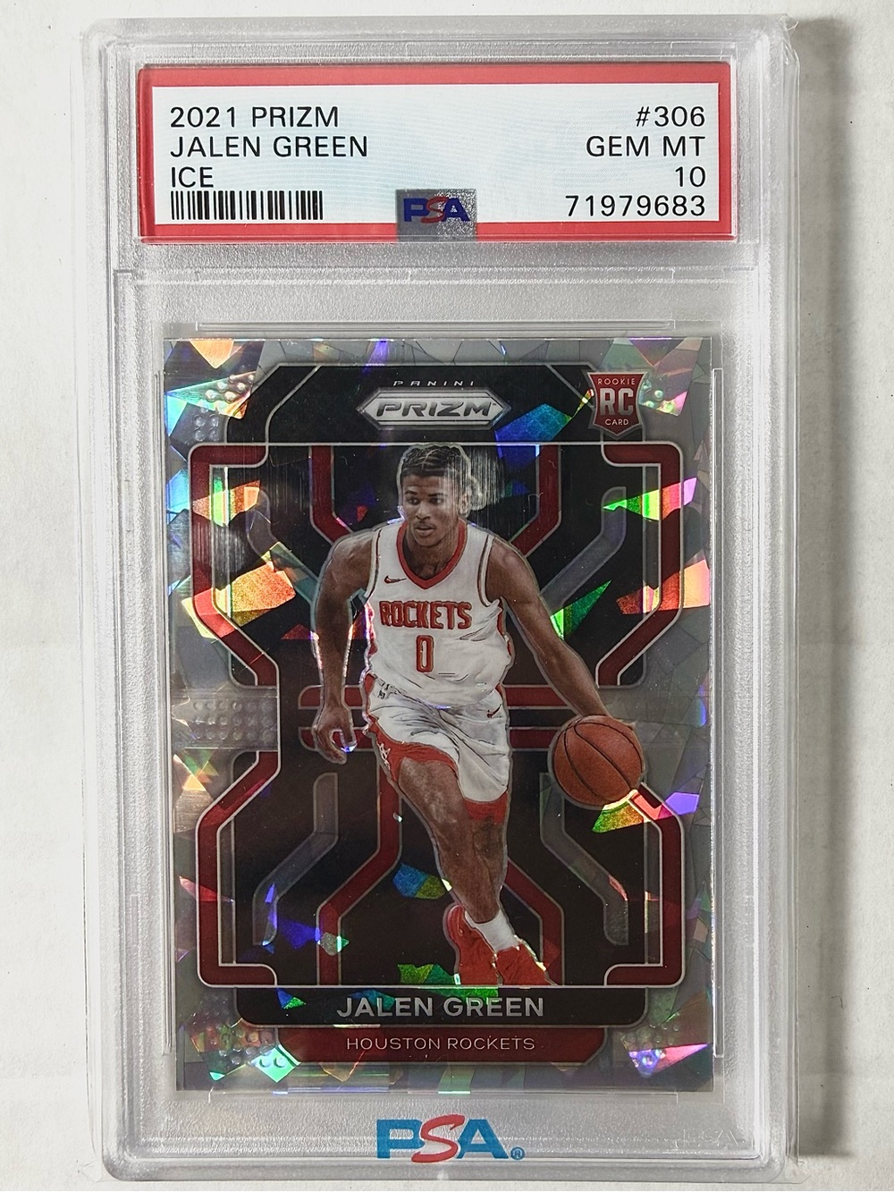 Panini Prizm 2021-22 Jalen Green Rookie Ice Prizm #306 Rockets PSA 10